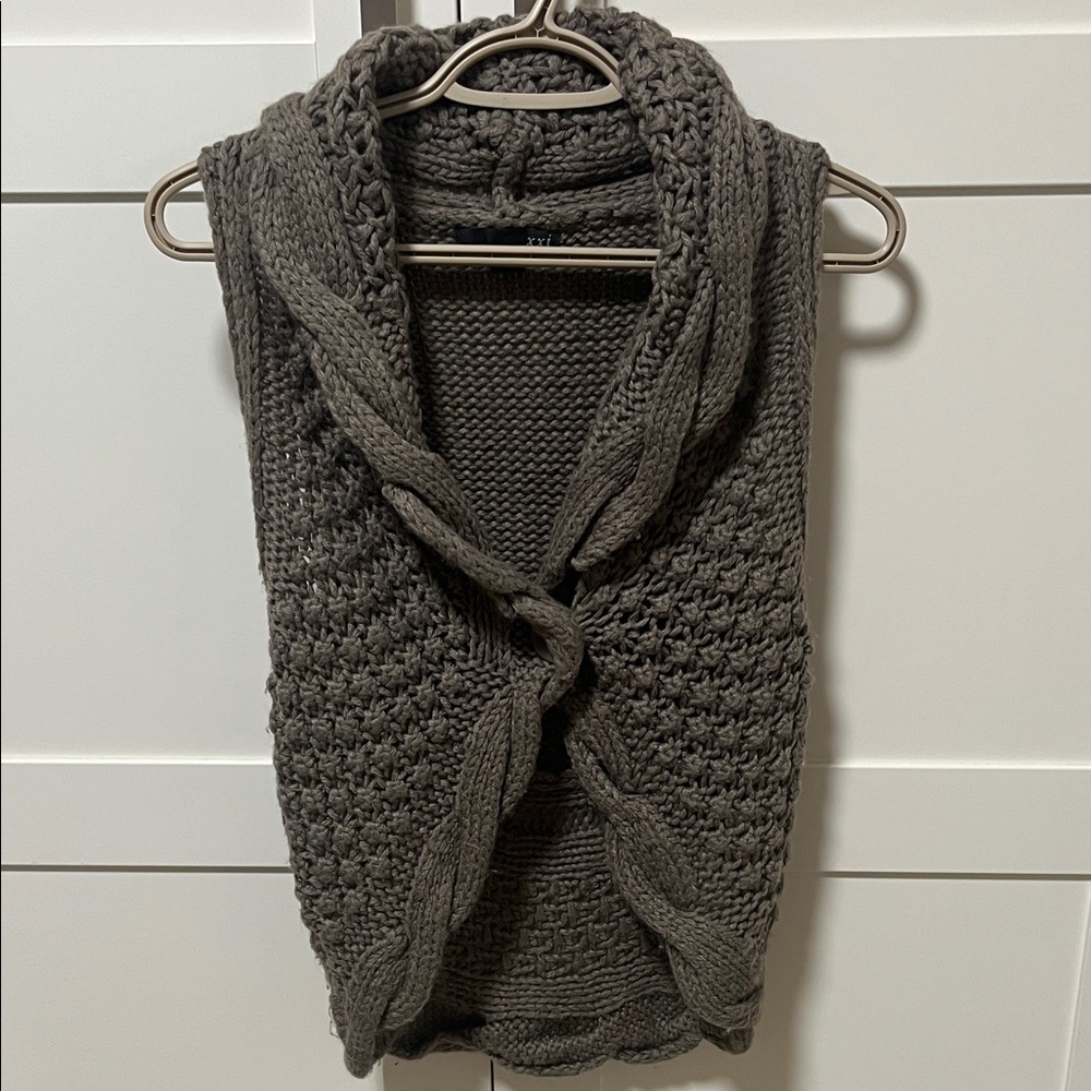Forever 21 Dark Brown Knit Cardigan Vest